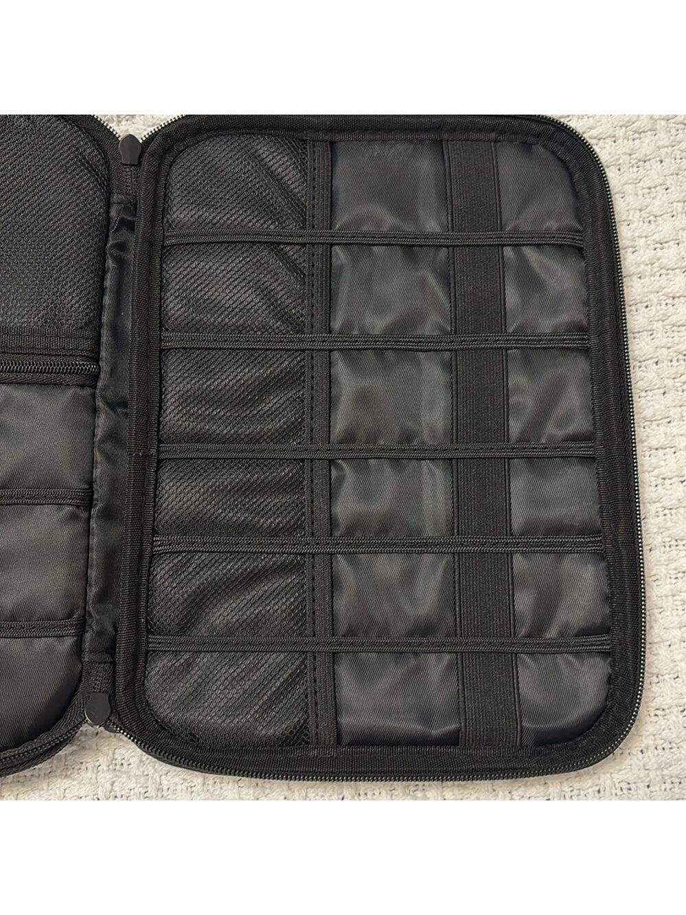 Electronic organizer bag pouch 2 zippered sections multi interior pockets NEW - Picture 10 of 16
